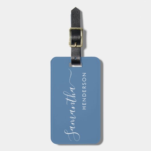 Dusty Blue Bagagelabels Wedding Table Plan/Favor (Voorkant verticaal)