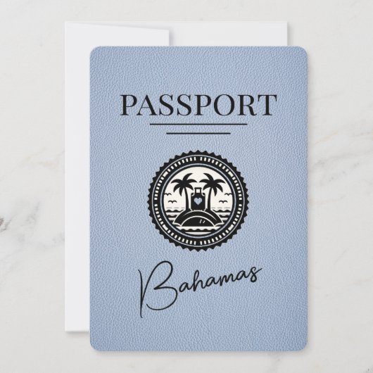 Dusty Blue Bahamas Passport Bewaar de datum Save The Date (Voorkant)