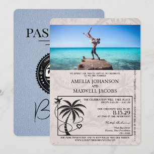 Dusty Blue Bahama's Passport Uitnodiging voor het