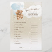 Dusty Blue Balloon Teddy Bear raden het prijsspel Flyer (Voorkant)