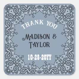 Dusty Blue Bandana Dank u Westerne bruiloft Vierkante Sticker
