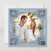 Dusty Blue Bandana Foto Flat Save The Date Kaart (Achterkant)