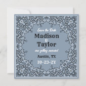 Dusty Blue Bandana Foto Flat Save The Date Kaart (Voorkant)