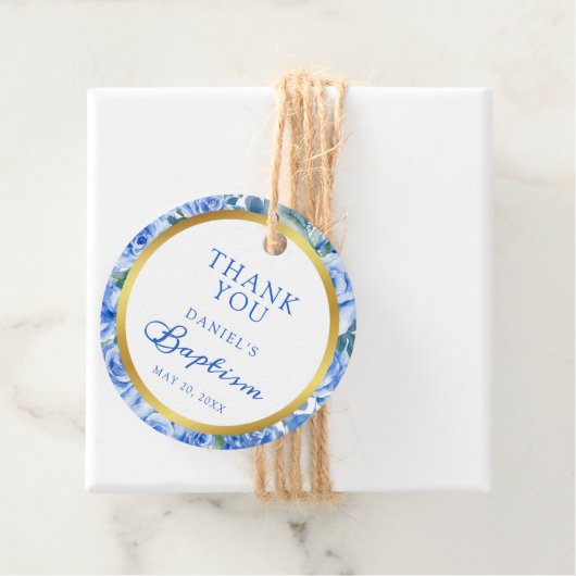 Dusty Blue Baptism Bedankt Bedankjes Labels (In situ)