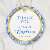 Dusty Blue Baptism Bedankt Bedankjes Labels (Voorkant)