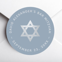 Dusty Blue Bar Mitzvah - Faux Silver Star of David