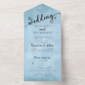 Dusty Blue Barely There Squares Bruiloft Textuur All In One Uitnodiging (Binnen)