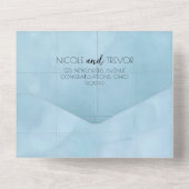 Dusty Blue Barely There Squares Bruiloft Textuur All In One Uitnodiging (Achterkant)