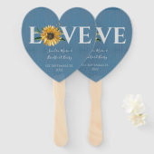 Dusty Blue Barn Wood, Golden Sunflower Wedding Handwaaier (Voorkant en achterkant)
