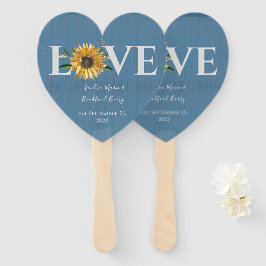 Dusty Blue Barn Wood, Golden Sunflower Wedding Handwaaier