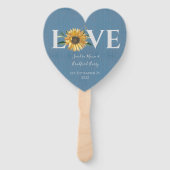 Dusty Blue Barn Wood, Golden Sunflower Wedding Handwaaier (Voorkant)