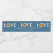 Dusty Blue Barn Wood, Golden Sunflower Wedding Waterfles Etiket (Enkel label)