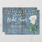 Dusty Blue Barn Wood Lily Flower Vrijgezellenfeest Kaart (Voorkant / Achterkant)