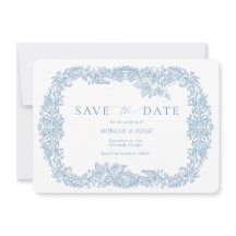 Dusty Blue Barok Floral Save the Date