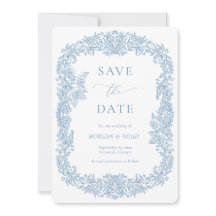 Dusty Blue Barok Floral Save the Date