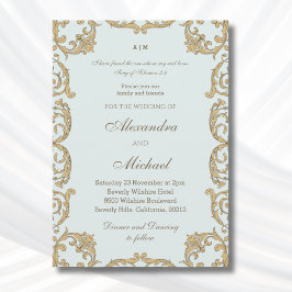Dusty Blue Baroque Bible Verse Christian Wedding   Kaart