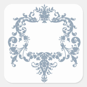 Dusty Blue Baroque Lijst Vierkante Sticker