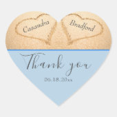 Dusty Blue Beach 2 hart zand bruiloft dank u Sticker (Voorkant)
