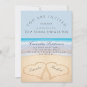 Dusty Blue Beach 2 Harten in zand Vrijgezellenfees Kaart (Voorkant)