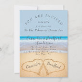 Dusty Blue Beach 2 Harten Zandrepetitie Diner Kaart (Voorkant)