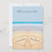 Dusty Blue Beach 2 Harten Zandrepetitie Diner Kaart (Achterkant)