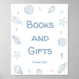 Dusty Blue Beach Baby shower Boeken en geschenken Poster