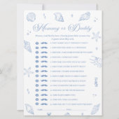 Dusty Blue Beach Baby shower Guess Who Game Kaart (Voorkant)