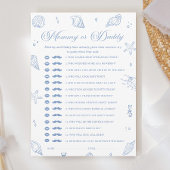 Dusty Blue Beach Baby shower Guess Who Game Kaart