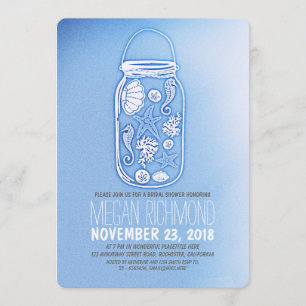 Dusty Blue Beach Bridal Shower Invitations Kaart