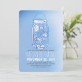 Dusty Blue Beach Bruids Douche Uitnodigingen (Staand voorkant)