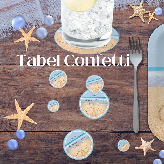 Dusty Blue Beach bruiloft 2 harten Confetti