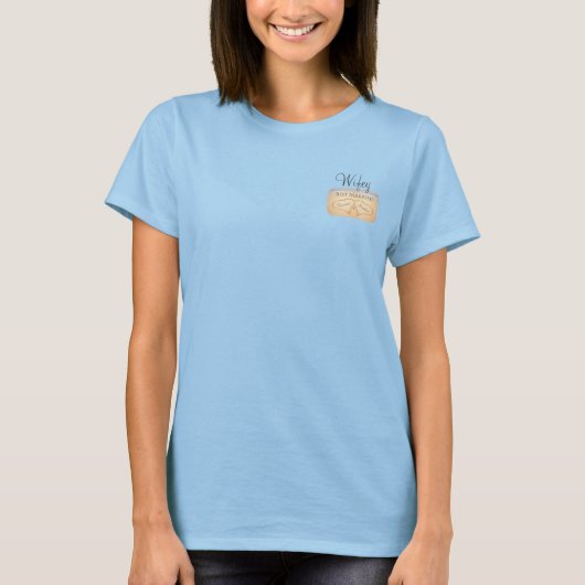 Dusty Blue Beach Bruiloft 2 Harten Zand T-shirt (Voorkant)