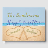 Dusty Blue Beach bruiloft goud of zilver script Gastenboek (Voorkant)