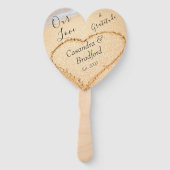 Dusty Blue Beach Bruiloft Hart Zand gunst Handwaaier (Voorkant)