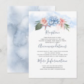 Dusty Blue Beach Bruiloft Informatie Gast Informatiekaartje (Voorkant / Achterkant)