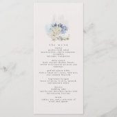 Dusty Blue Beach Bruiloft Receptie Diner Menu (Voorkant)