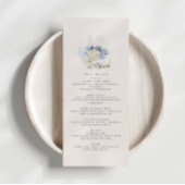 Dusty Blue Beach Bruiloft Receptie Diner Menu