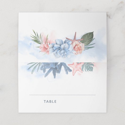 Dusty Blue Beach Bruiloft | Speciale partij Plaatskaartje (Buitenkant ongevouwen)