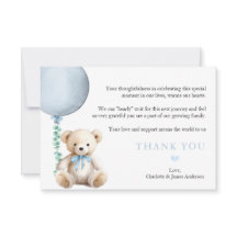 Dusty Blue Bearly Wait Baby shower Bedankt