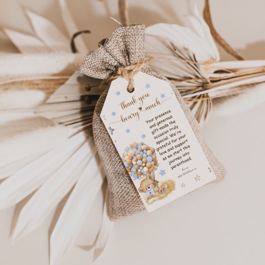 Dusty Blue Bedankt Beary Cadeaulabel