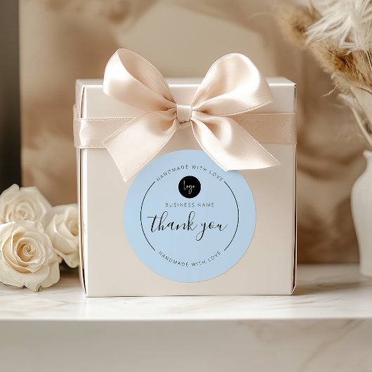 Dusty Blue Bedankt Handgemaakt met liefde Ronde Sticker