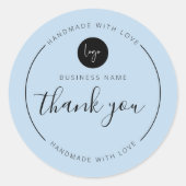 Dusty Blue Bedankt Handgemaakt met liefde Ronde Sticker (Voorkant)
