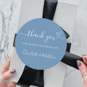 Dusty Blue bedankt je hart bruiloft Ronde Sticker