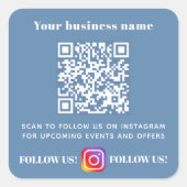 Dusty blue bedrijfsnaam qr code instagram vierkante sticker (Voorkant)