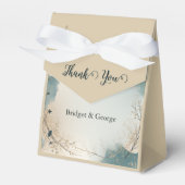 Dusty Blue Beige Boho Chic foliage wreath Wedding Bedankdoosjes (Voorkant Zijde)