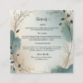 Dusty Blue Beige Boho Chic foliage wreath Wedding Informatiekaartje (Voorkant)
