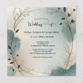 Dusty Blue Beige Boho Chic foliage wreath Wedding Kaart (Voorkant)