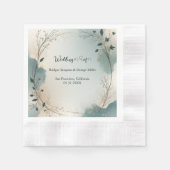Dusty Blue Beige Boho Chic foliage wreath Wedding Servet (Voorkant)