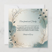 Dusty Blue Beige Boho foliage wreath Wedding photo Bedankkaart (Voorkant)