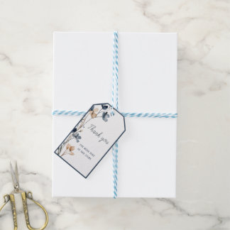 Dusty Blue Beige Botanical Modern Elegant Wedding Cadeaulabel